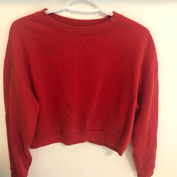Red Cropped Crew Neck - Picture 1 of 3